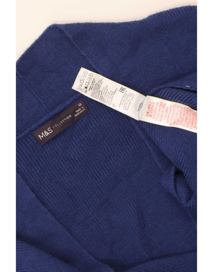 Marks & Spencer Dame Longline Åben Cardigan Sweater UK 12 Medium Blue