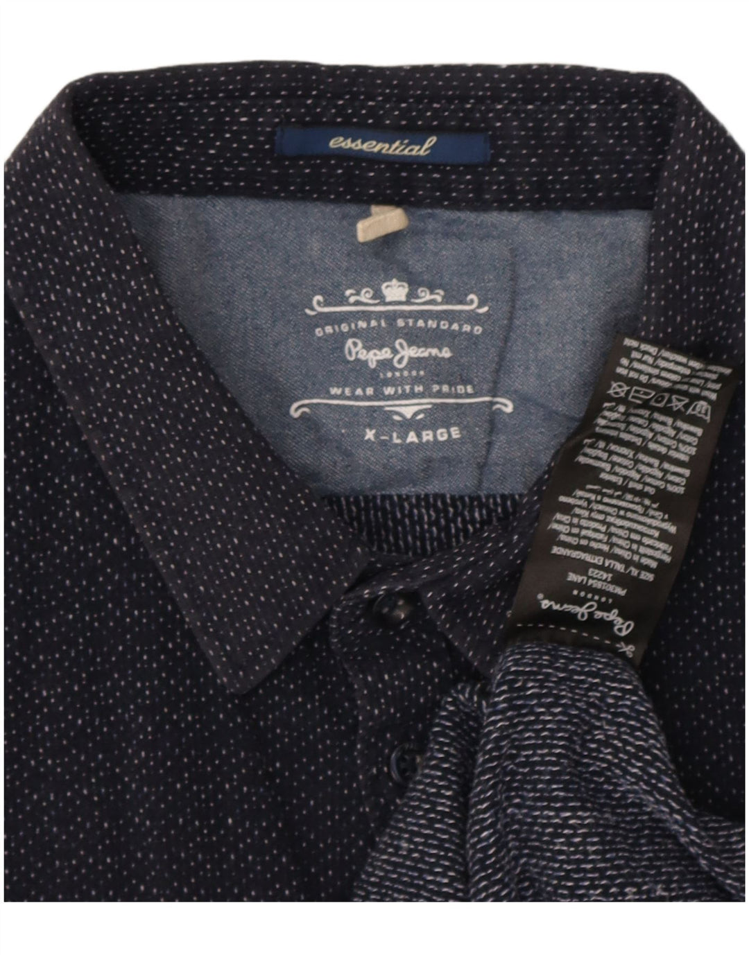 PEPE jeans herreskjorte XL marineblå plettet bomuld