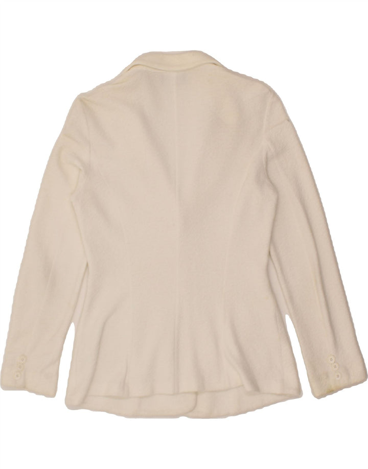 EMPORIO ARMANI Womens 3 Button Blazer Jacket UK 12 Medium Off White Cotton Vintage Emporio Armani and Second-Hand Emporio Armani from Messina Hembry 