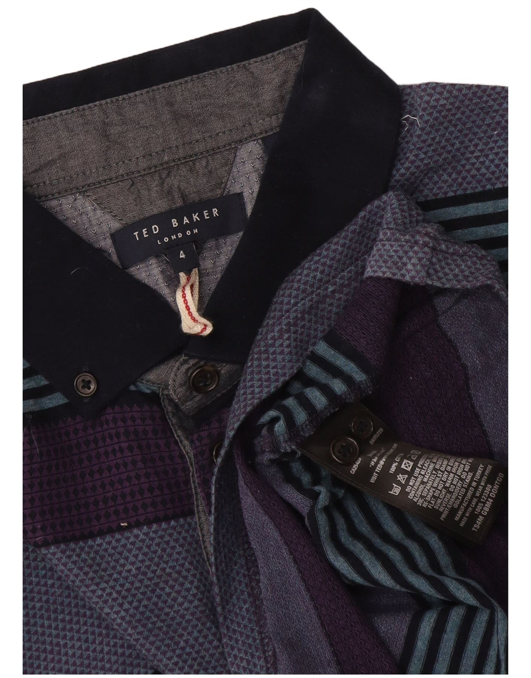 Ted Baker herre poloshirt str. 4 Stor flerfarvet stribet bomuld