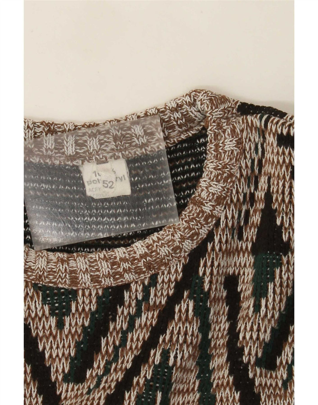 Vintage herre rund hals sweater IT 52 stor flerfarvet geometrisk