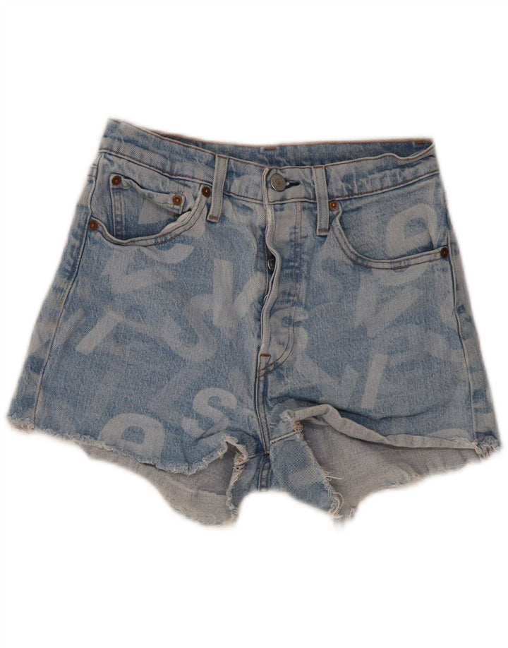 LEVI'S Womens 501 Graphic Denim Shorts W28 Medium Blue Cotton Vintage Levi's and Second-Hand Levi's from Messina Hembry 