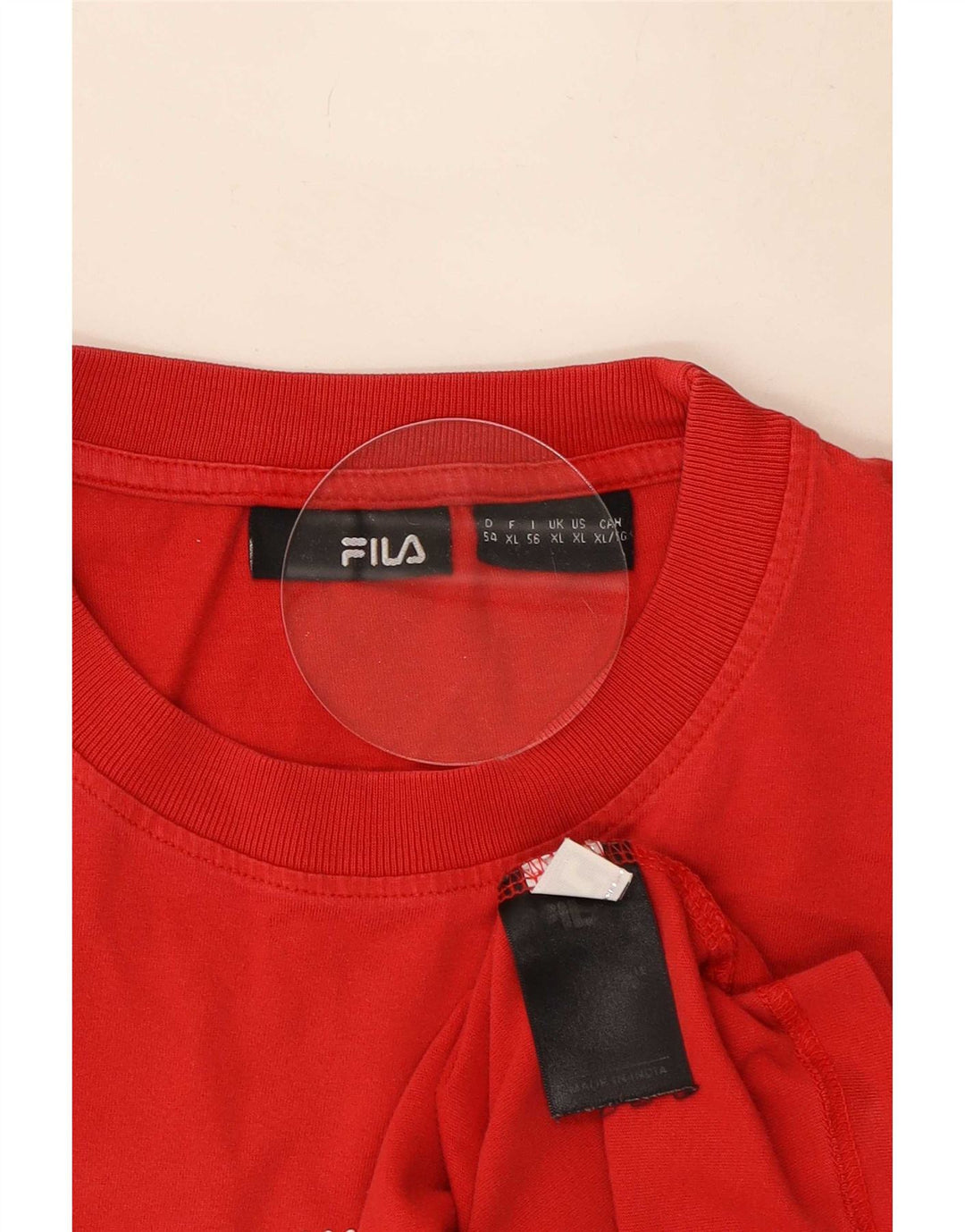 Fila Herre Grafisk T-Shirt Top XL Rød Bomuld