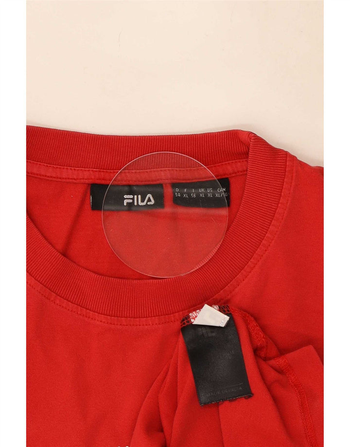 Fila Herre Grafisk T-Shirt Top XL Rød Bomuld