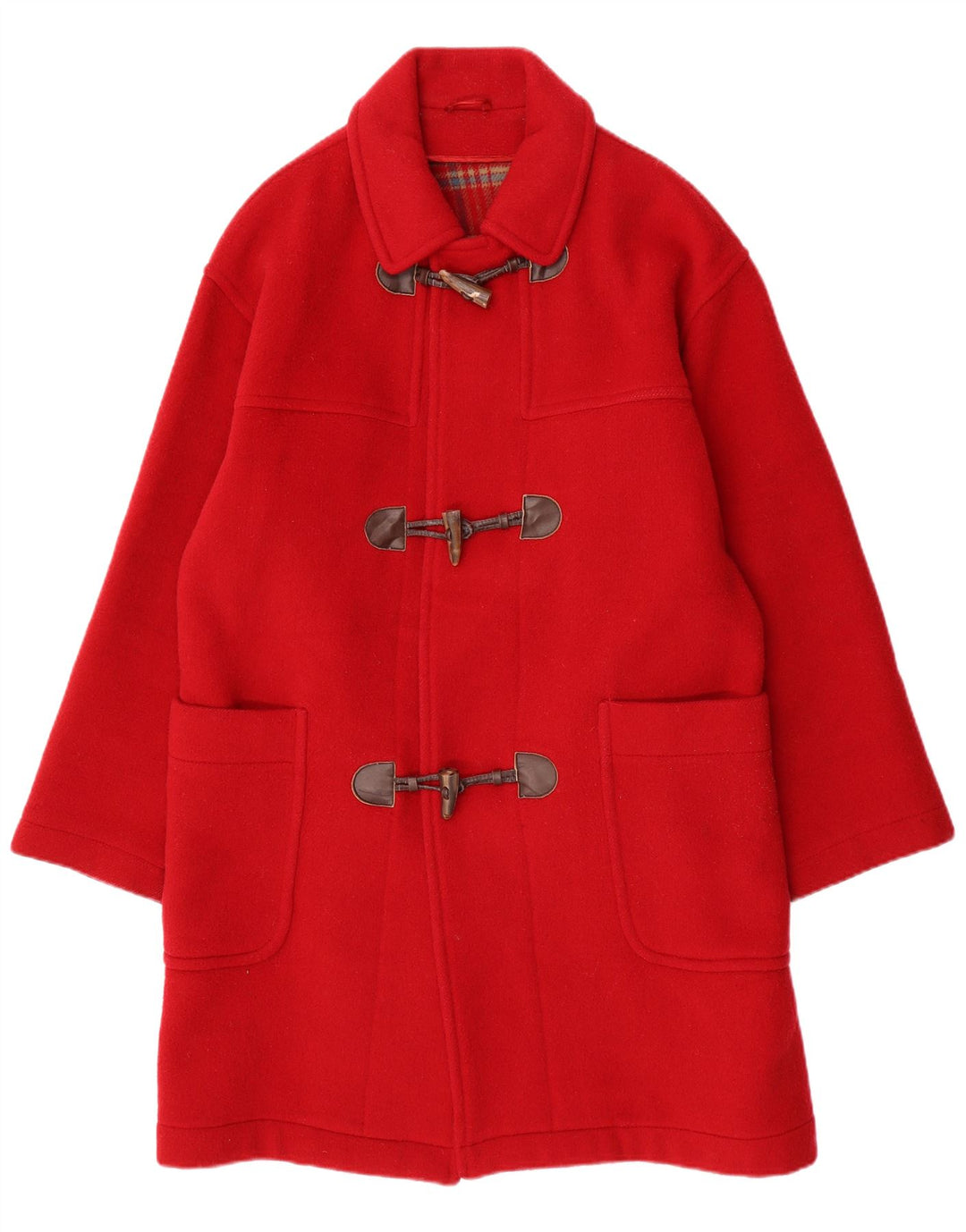 VINTAGE Dame Duffle Coat IT 48 XL Rød Uld