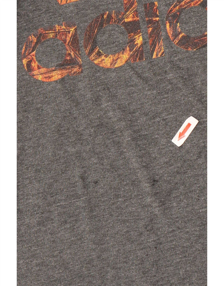Adidas Herre Climalite grafisk T-shirt Top Medium Grey Flecked Polyester