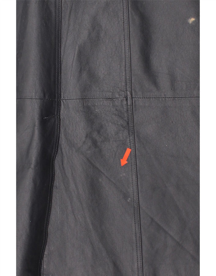 ONLY Womens Leather Coat UK 14 Medium Grey Leather Vintage Only and Second-Hand Only from Messina Hembry 