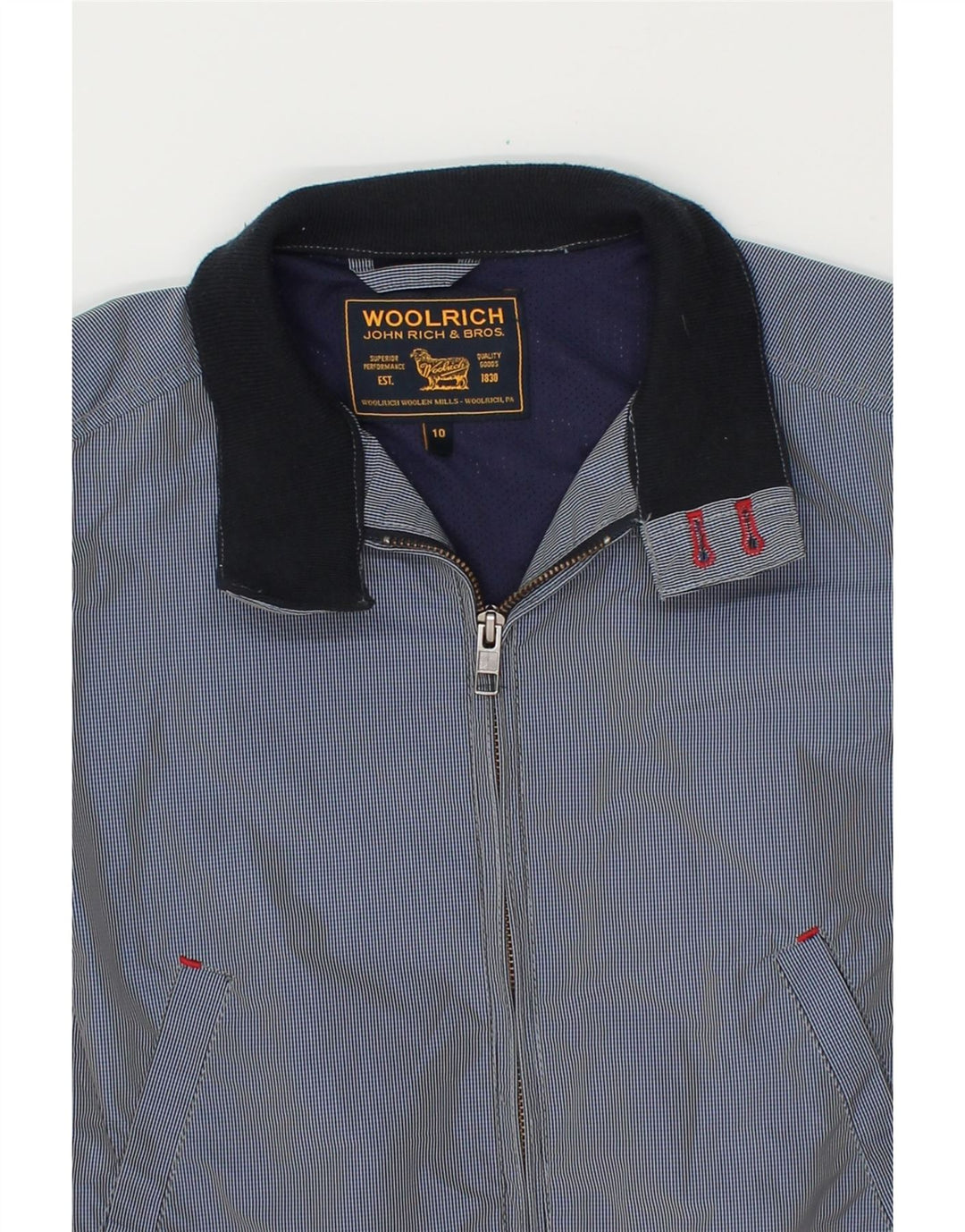 WOOLRICH Boys Bomber Jacket 9-10 Years Blue Check Polyester Vintage Woolrich and Second-Hand Woolrich from Messina Hembry 