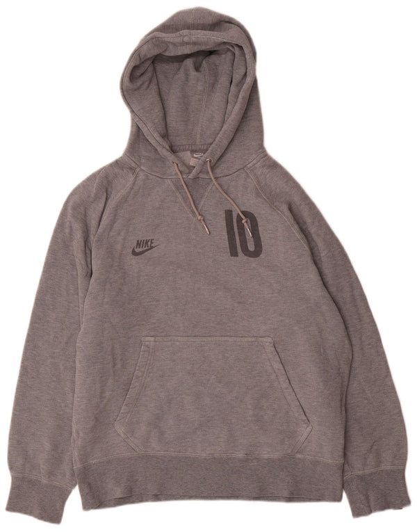 Nike Mens Graphic Hoodie Jumper Small Grey Cotton