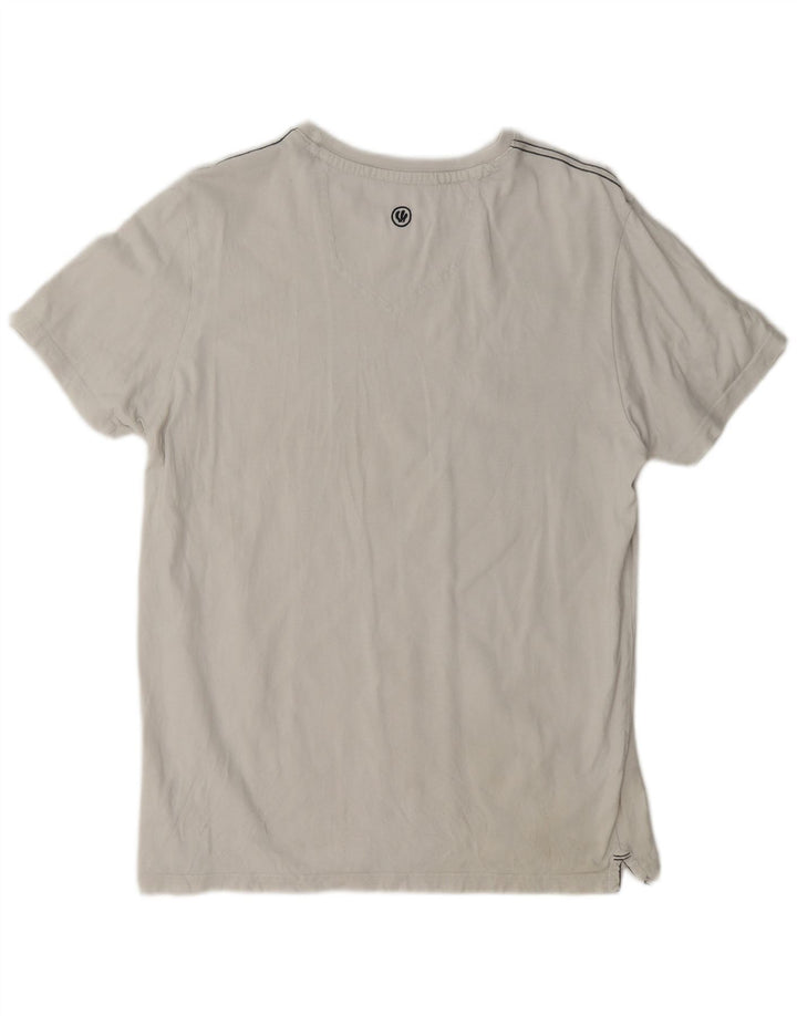 Fat Face Herre grafisk T-shirt Top Medium Hvid Bomuld