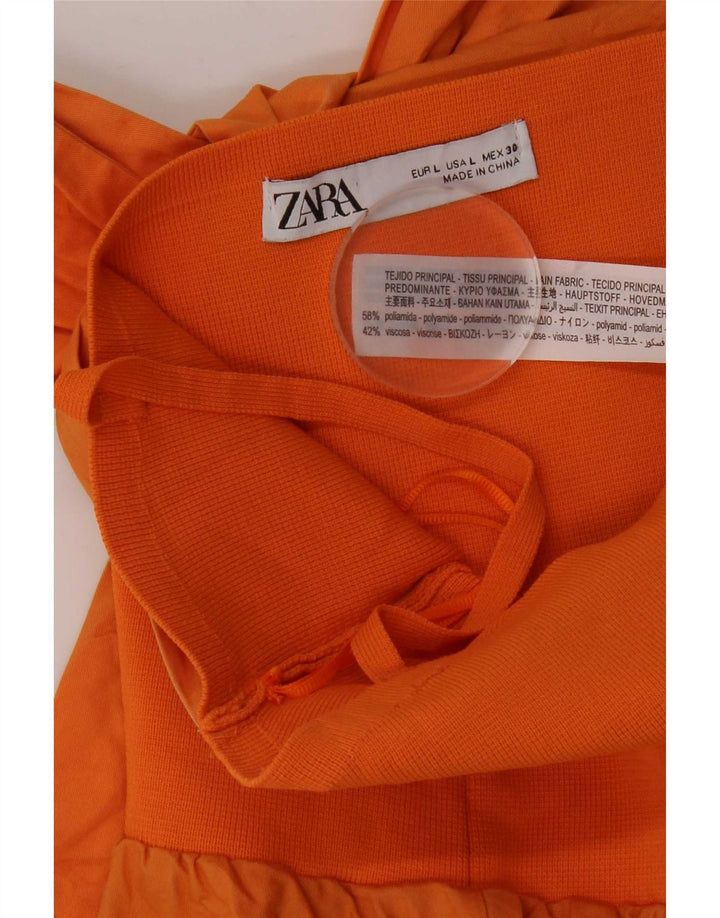 Zara Womens Crop Cami Top UK 14 Large Orange Polyamide