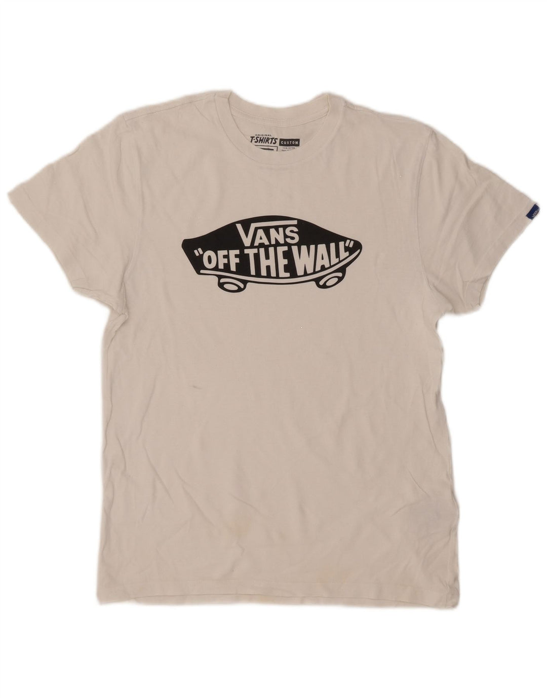 Vans Herre Custom Fit Grafisk T-shirt Top Medium Hvid Bomuld