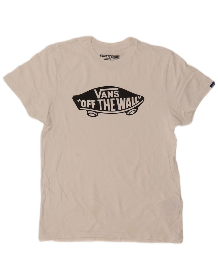 Vans Herre Custom Fit Grafisk T-shirt Top Medium Hvid Bomuld