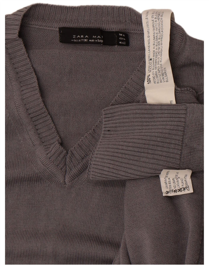 Zara Herre V-hals sweater XL Grå Uld