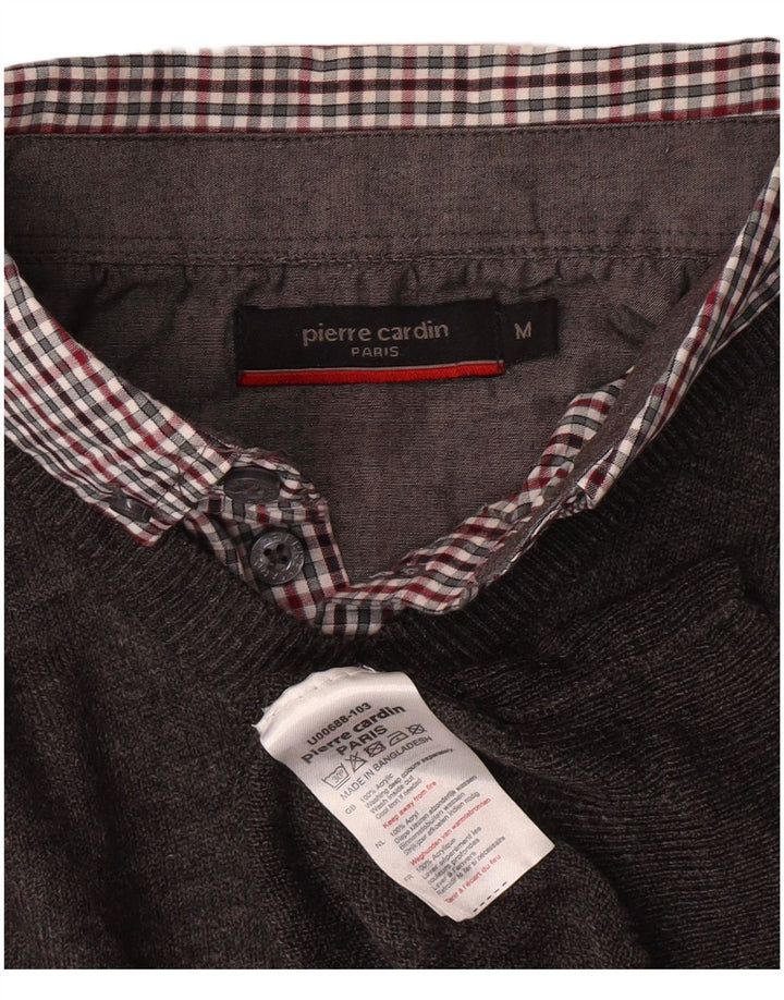 PIERRE CARDIN Herre V-hals sweater Medium Grå Akryl Klassisk
