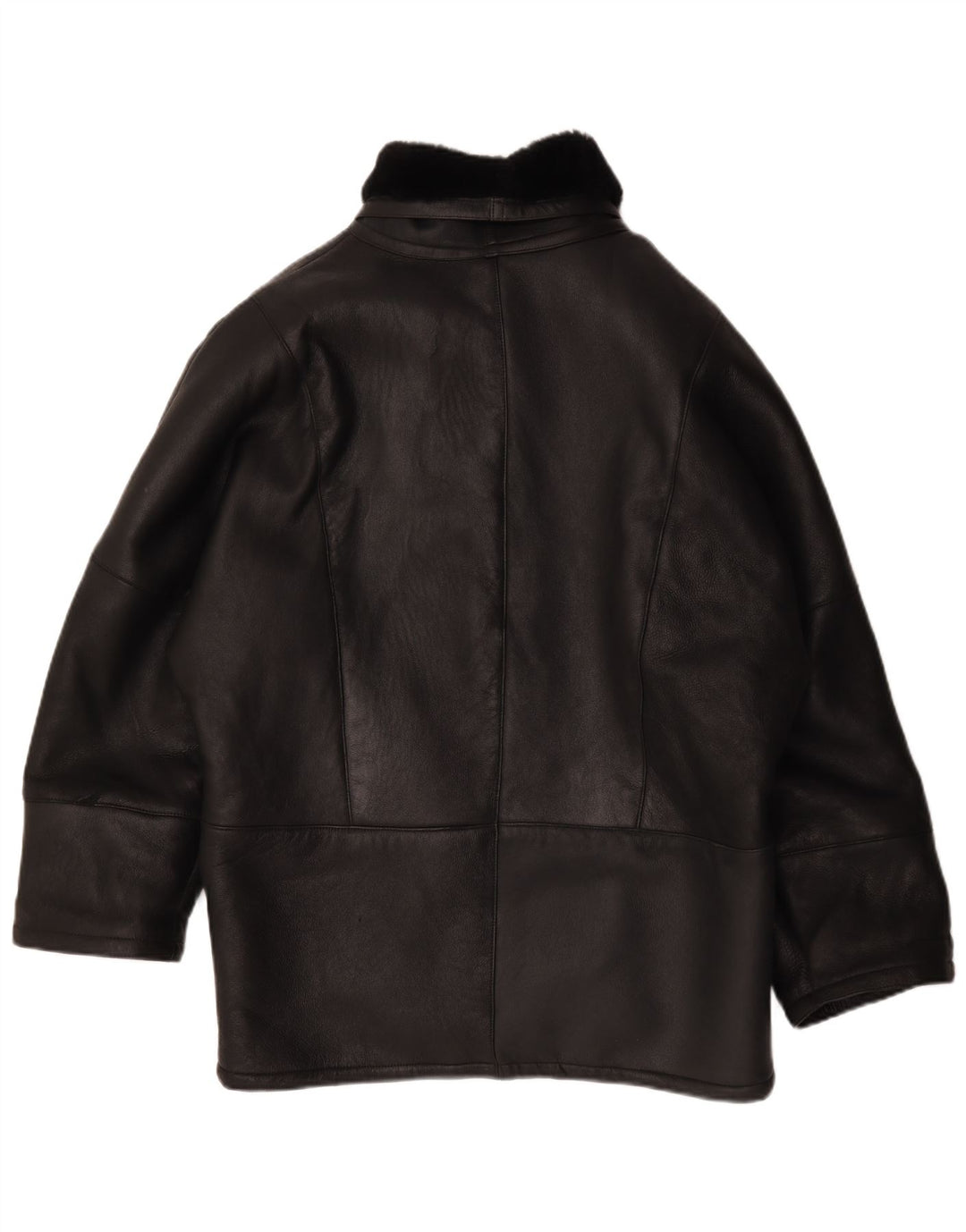 Vintage Dame Oversized Shearling Jacket IT 44 Medium Sort Læder