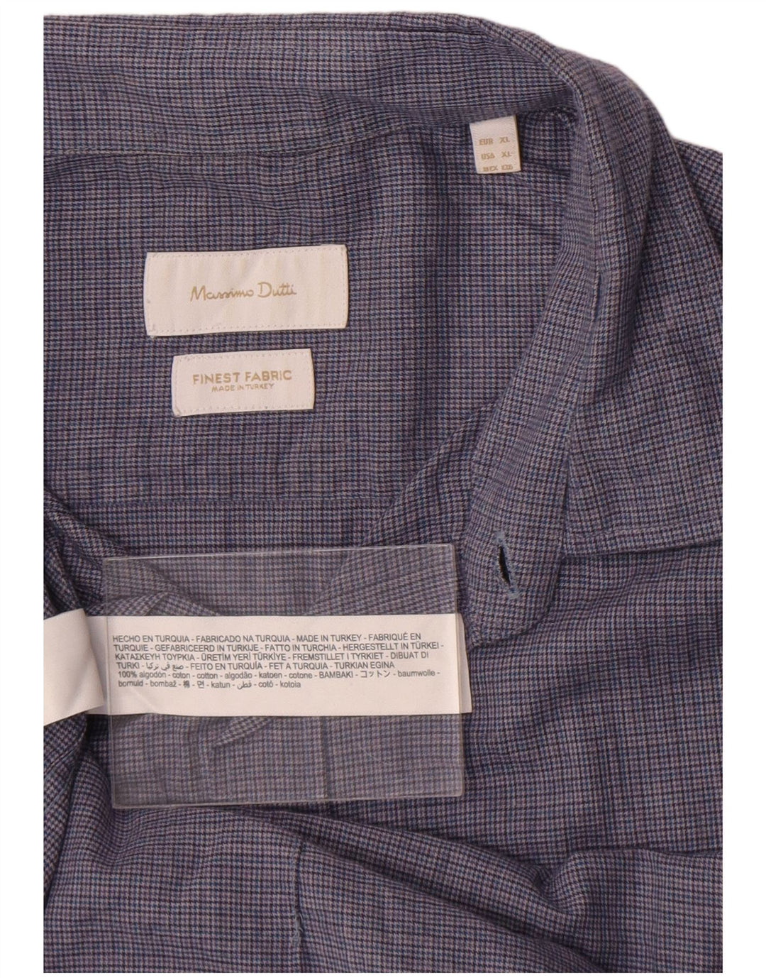 Massimo Dutti herreskjorte XL blå ternet bomuld