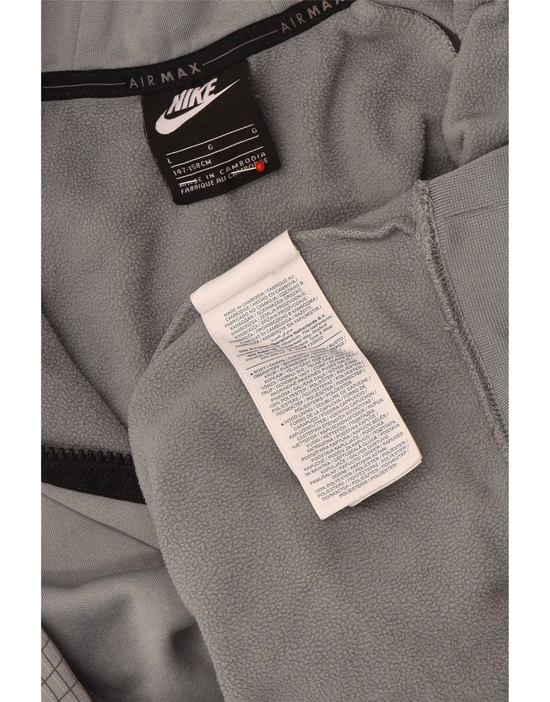NIKE Grafisk hættetrøje til drenge 12-13 år Stor grå ternet polyester