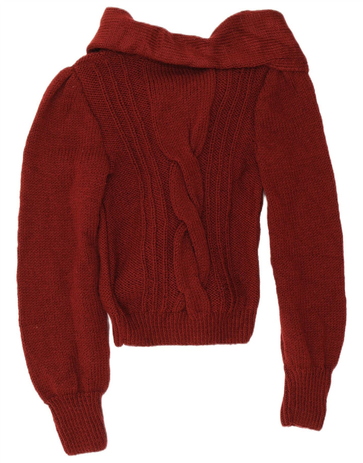 Vintage Dame Front Tie Cardigan Sweater UK 12 Medium Rød