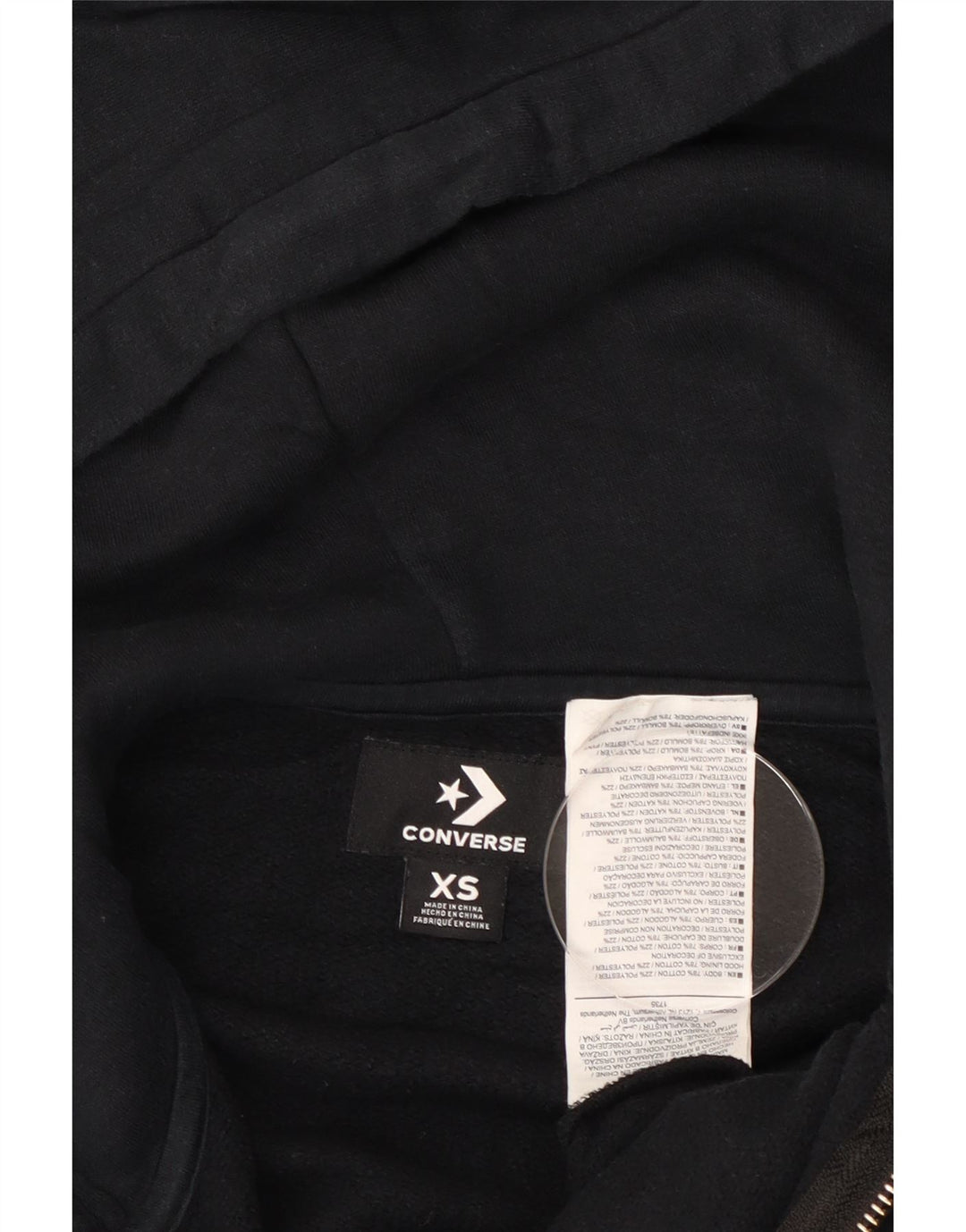 Converse hættetrøje til kvinder med lynlås UK 6 XS Sort bomuld