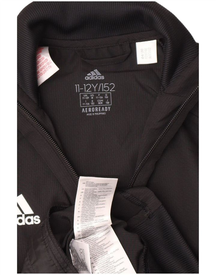 Adidas Boys Aeroready Tracksuit Topjakke 11-12 År Sort Polyester