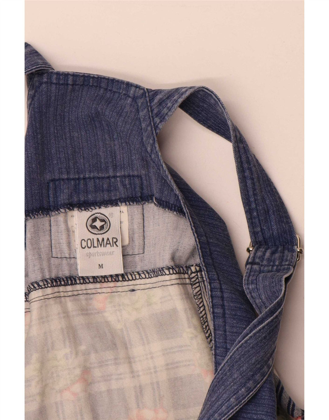 Colmar Dame Mini Dungaree Dress UK 12 Medium Navy Blue Ternet Bomuld