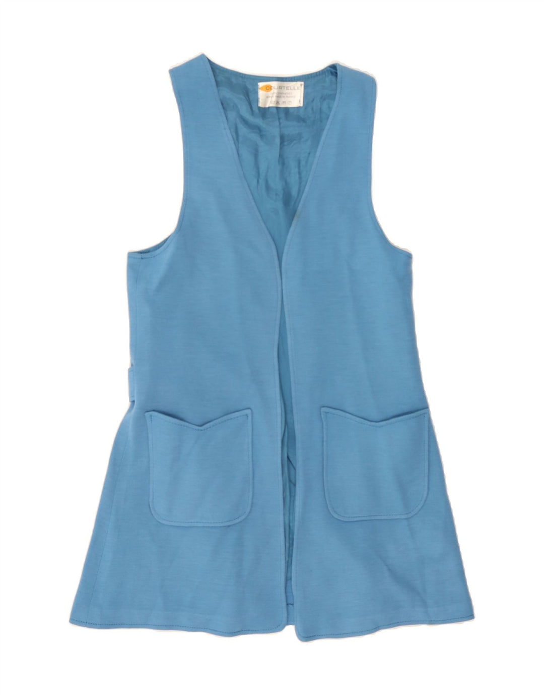 VINTAGE Womens Sleeveless Open Blazer Jacket UK 12 Medium Blue Synthetic Vintage Vintage and Second-Hand Vintage from Messina Hembry 