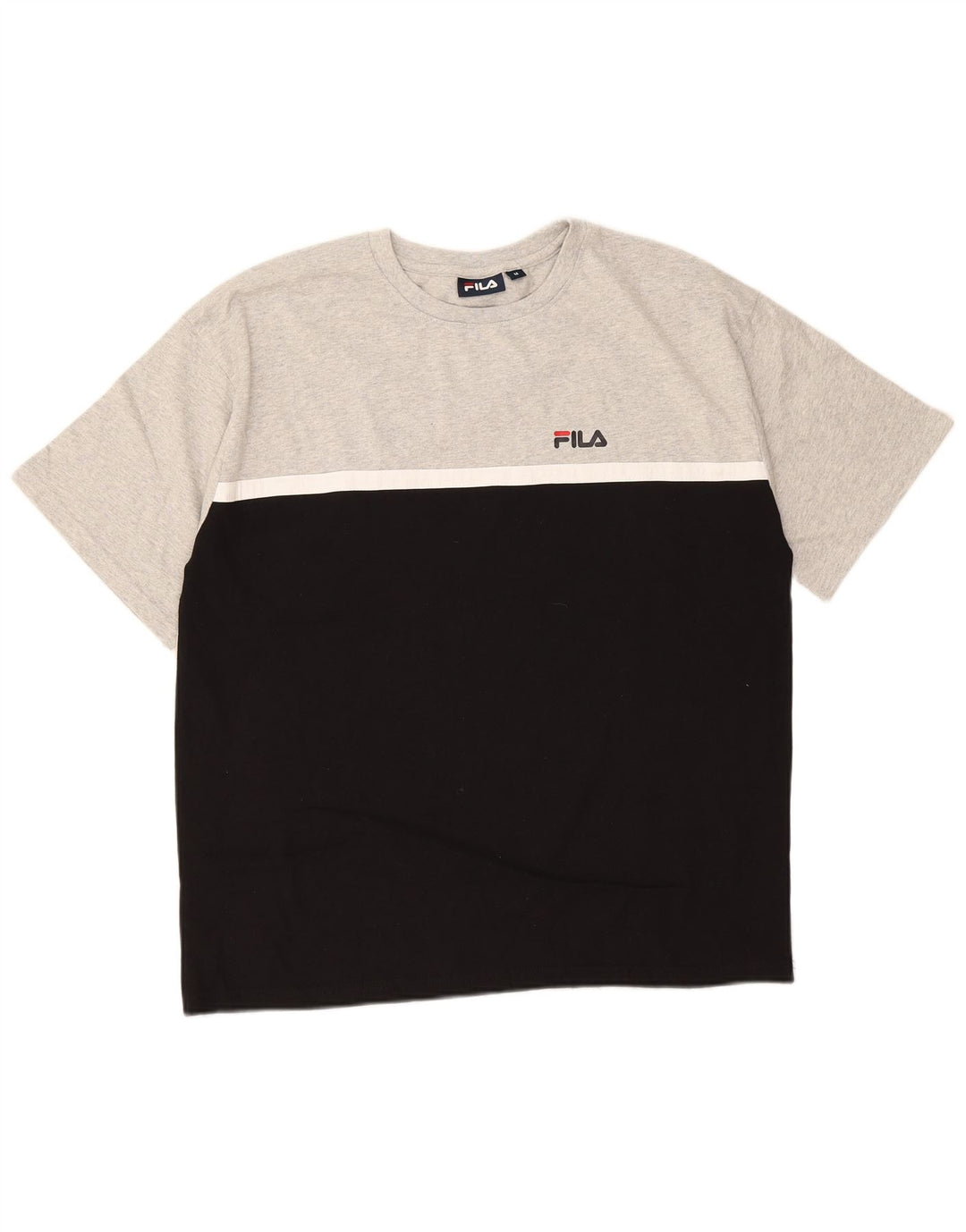 Fila Herre T-Shirt Top Medium Grå Colourblock Bomuld