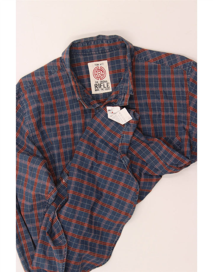 RIFLE Mens Shirt Medium Navy Blue Check Cotton Vintage Rifle and Second-Hand Rifle from Messina Hembry 