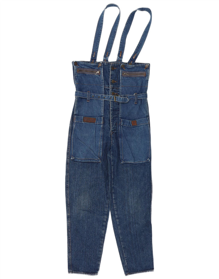 Vintage Dame Denim Jumpsuit UK 10 Lille Blå