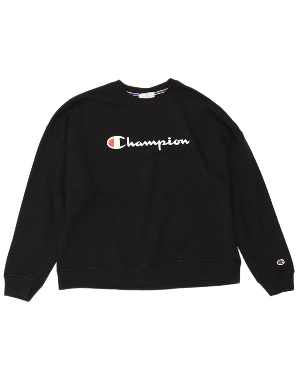 CHAMPION Dame Grafisk Oversized Sweatshirt Jumper UK 18 XL Sort