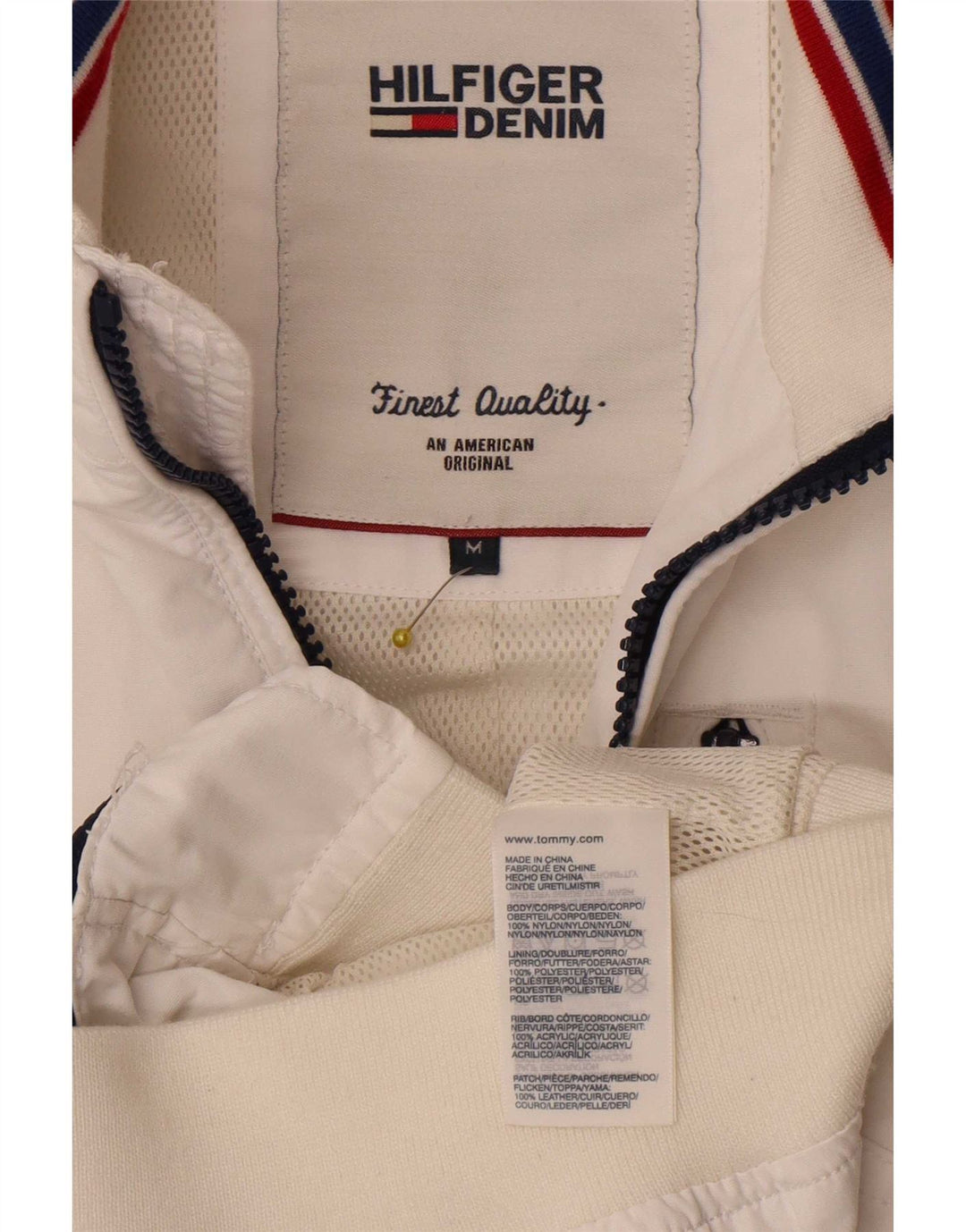 Tommy Hilfiger Herre Bomber Jacket UK 38 Medium White Nylon