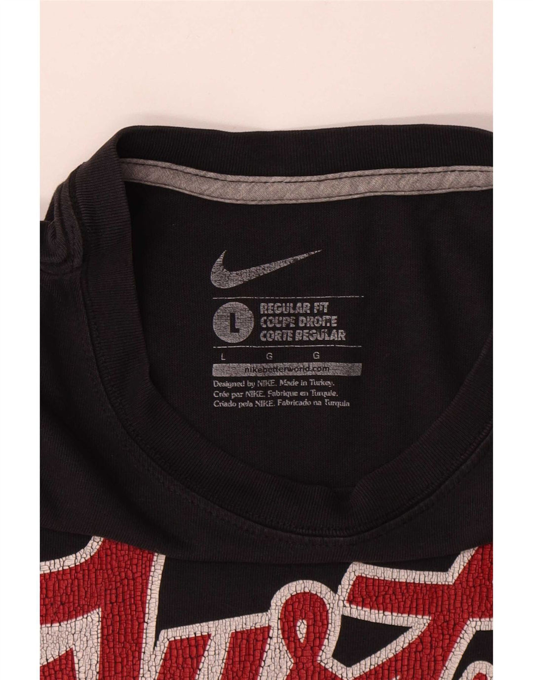 Nike Herre Regular Fit Grafisk T-Shirt Top Stor Sort Bomuld