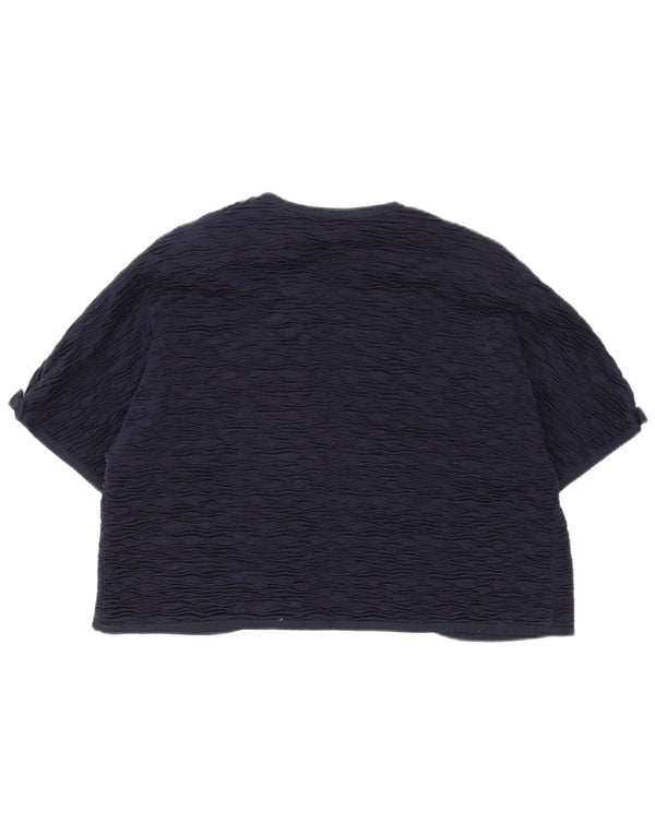 Liola Dame Kortærmet Åben Bolero Top IT 52 2XL Navy Blue Bomuld