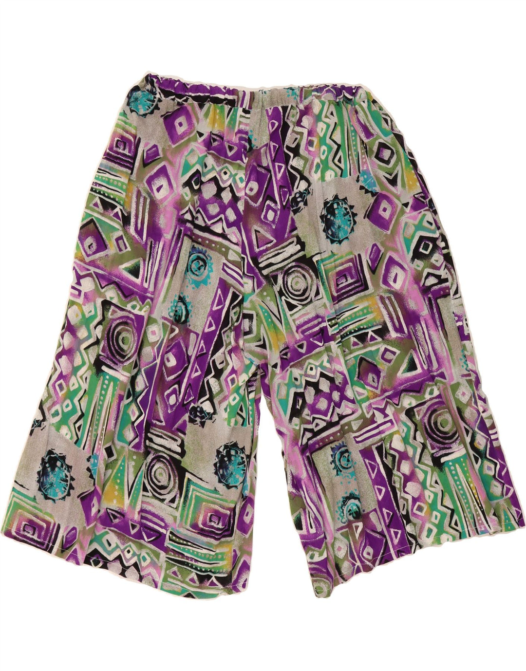 VINTAGE Womens Straight Capri Trousers W34 L18 Purple Patchwork Vintage Vintage and Second-Hand Vintage from Messina Hembry 