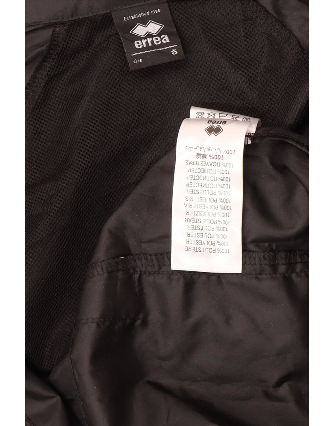 Errea Herre grafisk regnjakke UK 36 Lille sort polyester
