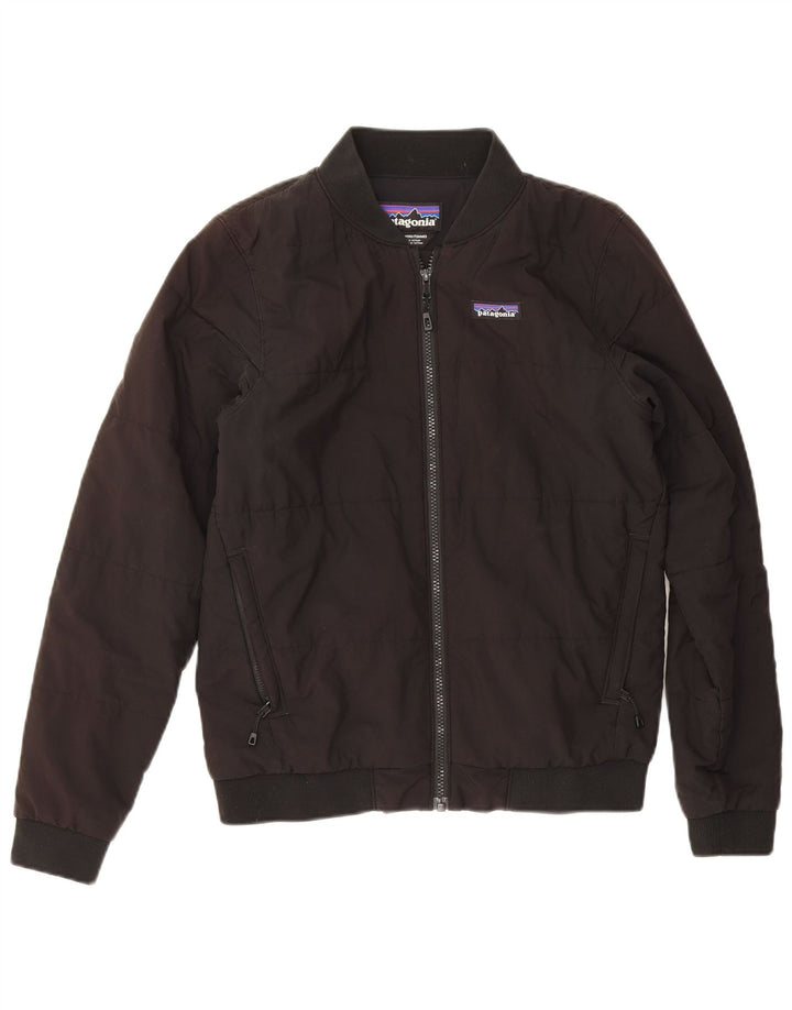 Patagonia Dame Oversized Bomber Jacket UK 10 Small Black Polyester