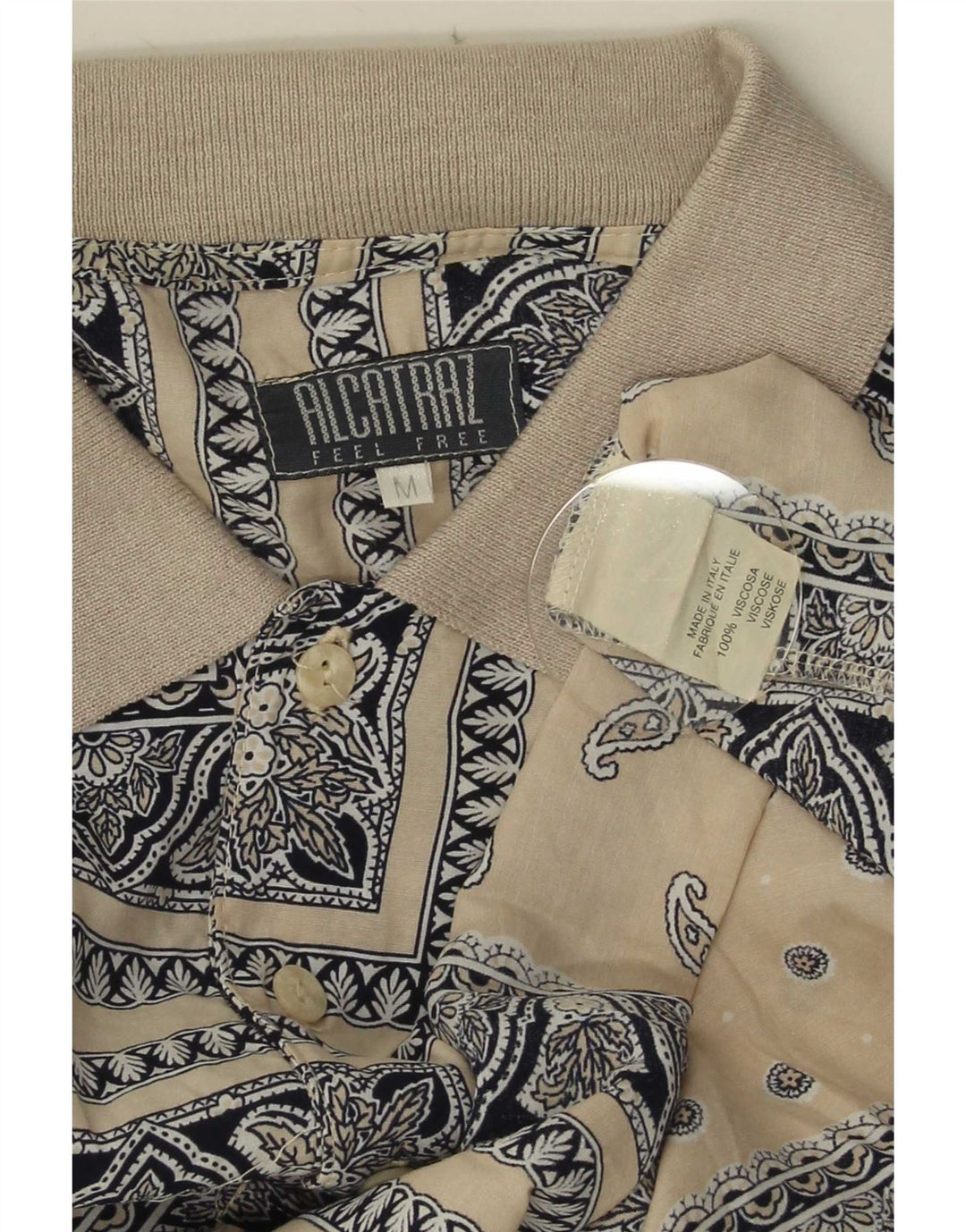 Alcatraz Kortærmet Herre Pullover Shirt Medium Beige Paisley Viscose