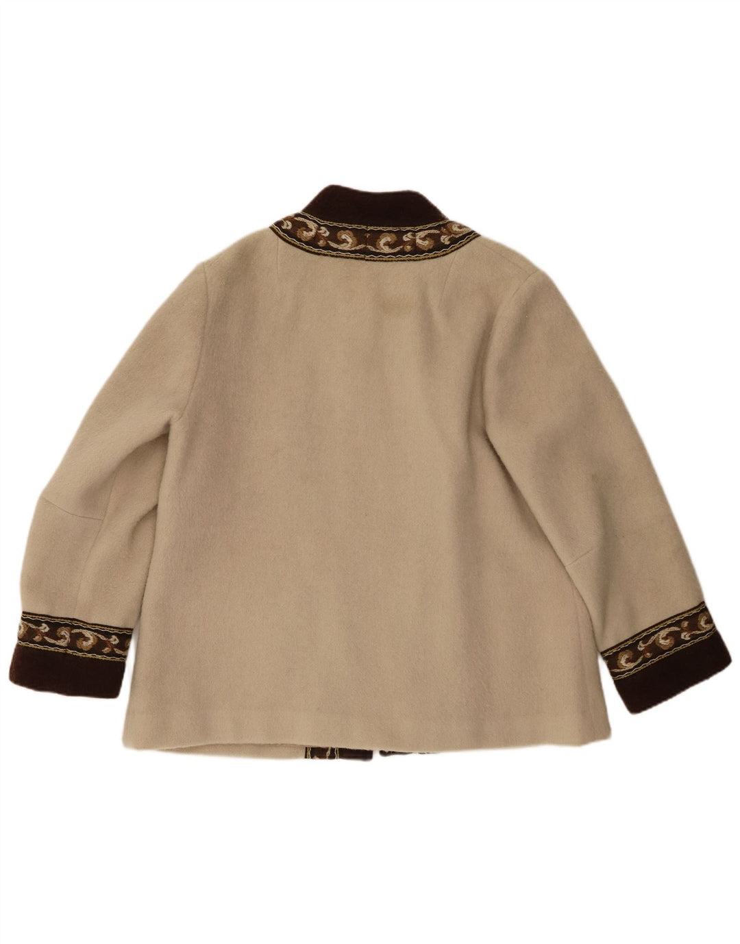 Fjord Dame Blazer Jakke EU 44 XL Beige Fair Isle Wool Retro