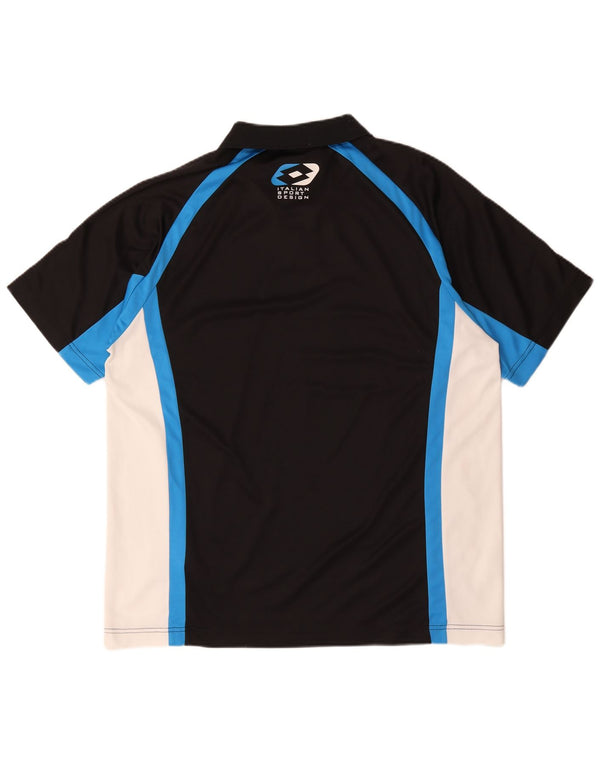 Lotto Herre grafisk lynlås-polo shirt UK 42/44 XL Sort Colourblock