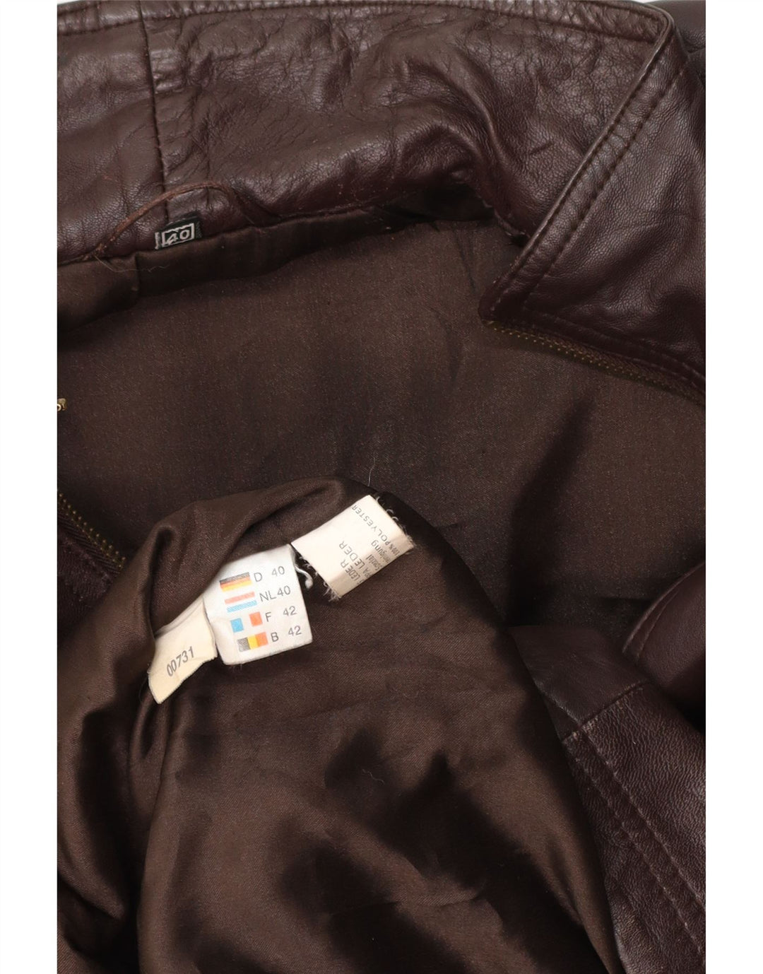 VINTAGE Oversized læderfrakke til kvinder EU 40 medium brunt læder