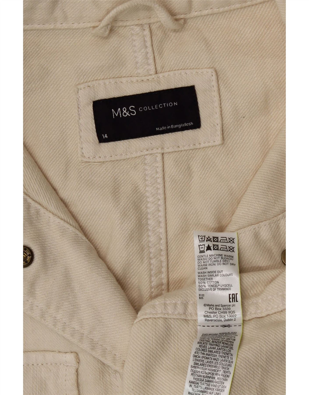 Marks & Spencer Kvinder Utility Jacket UK 14 Stor Beige Bomuld
