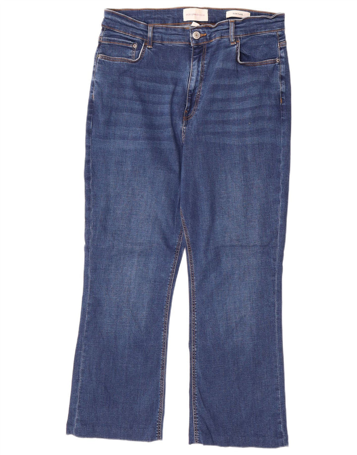 Marks & Spencer Womens Crop Slim Flared Jeans UK 16 Large W32 L25 Blue