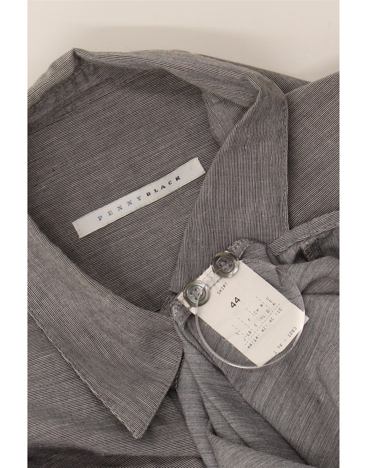 PENNY BLACK Womens Shirt UK 14 Medium Grey Pinstripe Vintage Penny Black and Second-Hand Penny Black from Messina Hembry 