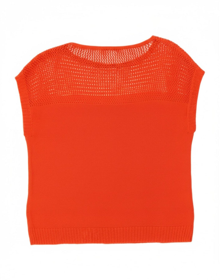 MOSSIMO Womens Short Sleeve Boat Neck Jumper Sweater UK 14 Medium Orange