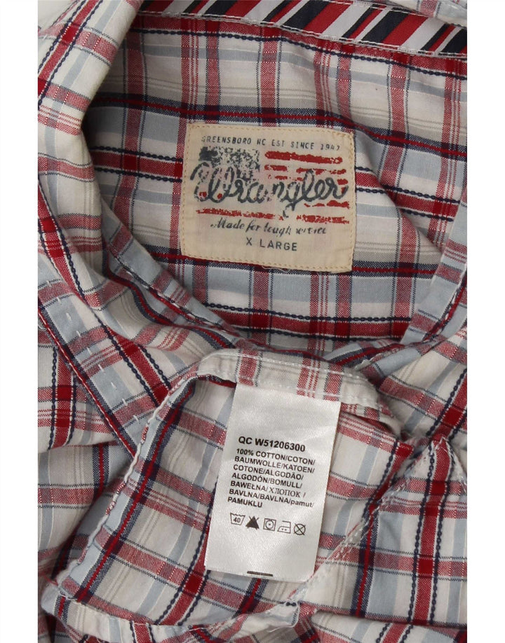 Wrangler kortærmet herreskjorte XL flerfarvet plaid bomuld