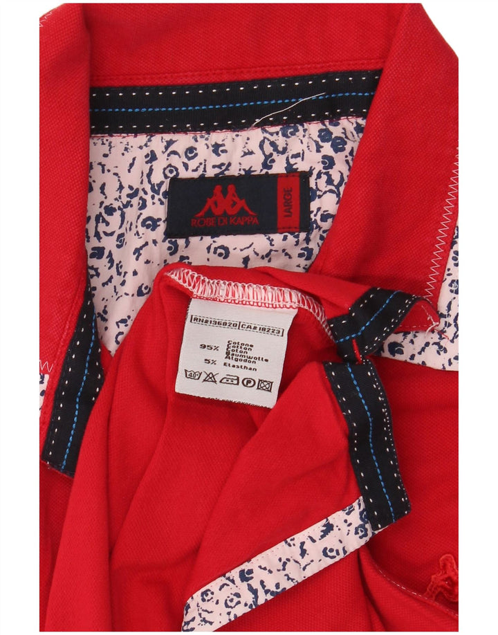 Kappa Dame Polo Shirt UK 14 Stor Rød Bomuld