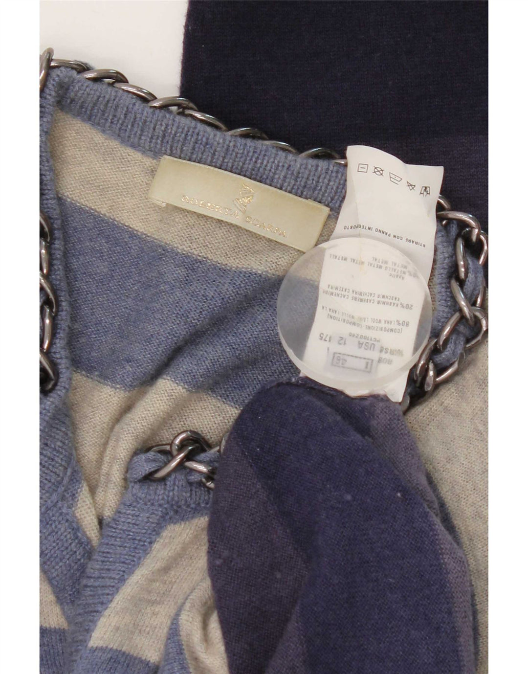 Roberta Scarpa Dame Cardigan Sweater IT 46 Stor Marineblå Stribet