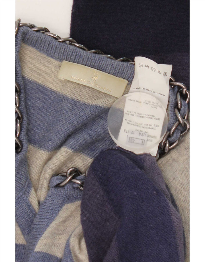 Roberta Scarpa Dame Cardigan Sweater IT 46 Stor Marineblå Stribet