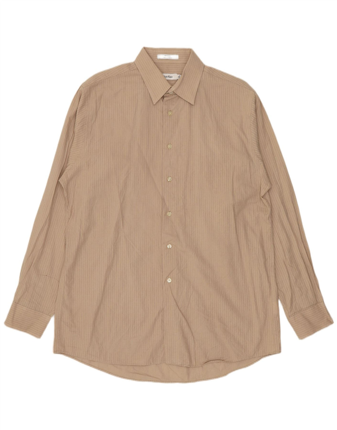 Calvin Klein herreskjorte str. 16 Stor beige stribet bomuld